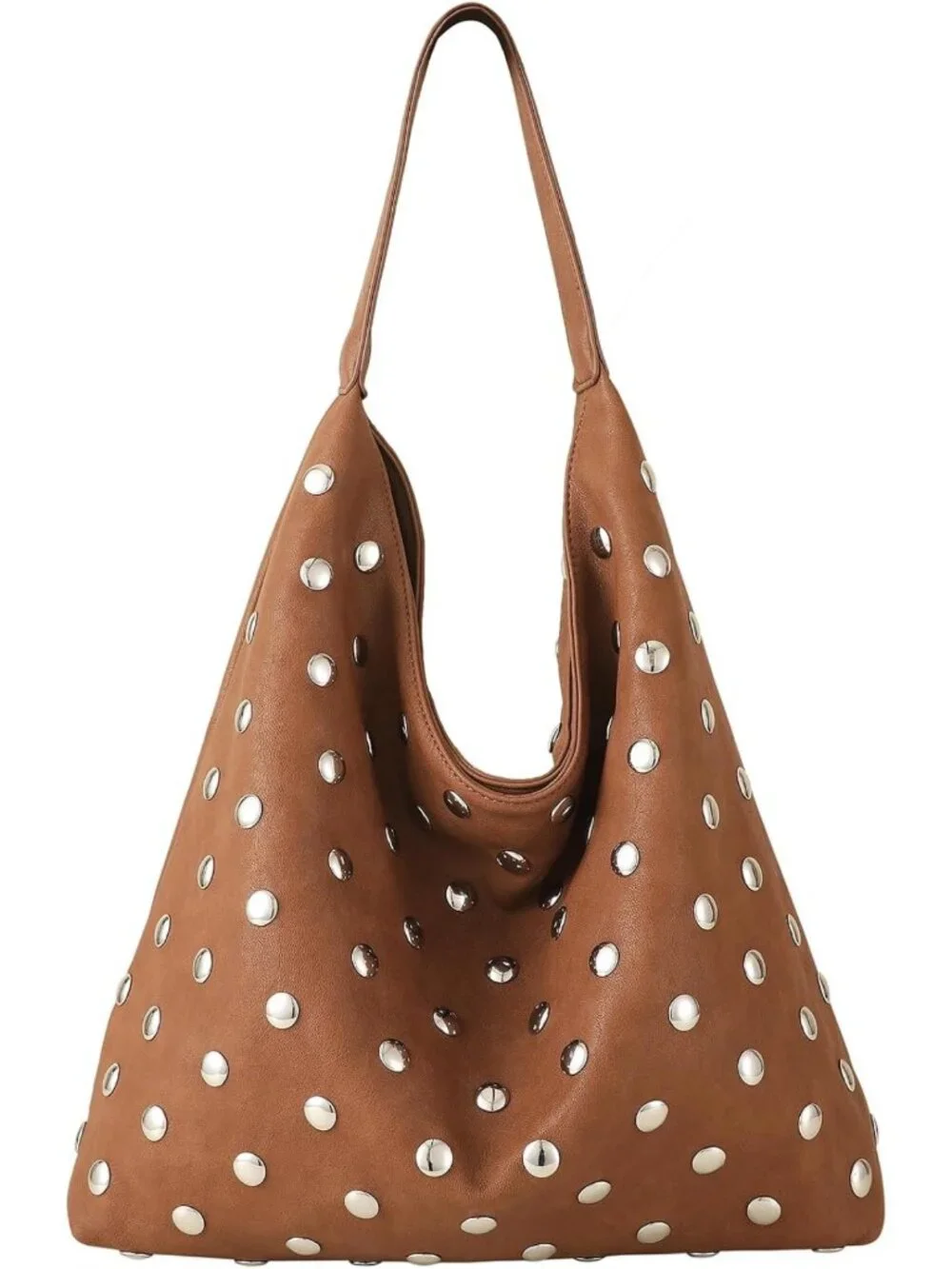 Stylish Studded Hobo Purse - Leather Tote Bag, Rivet Shoulder Handbag for Women